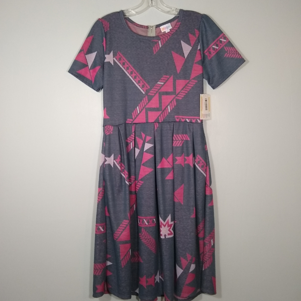 LuLaRoe Women's Sz. Large Amelia Dress Geometric